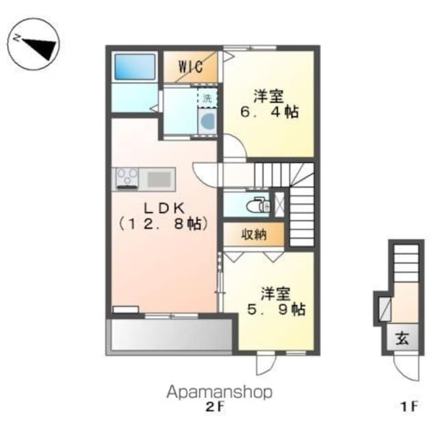 和歌山県和歌山市太田[2LDK/61.1m2]の間取図