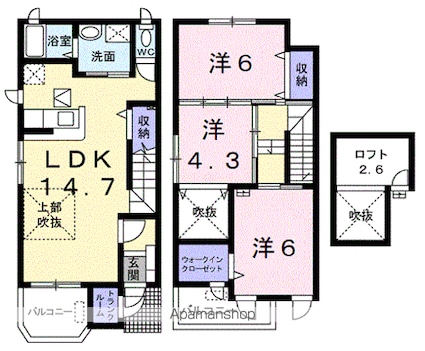 ヒロハウスＤ[3LDK/75.77m2]の間取図