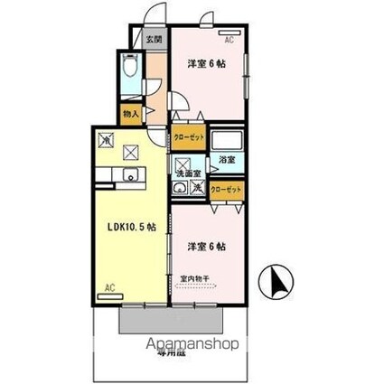 ルミエール岩橋（ルミエールイワセ）　Ａ棟[2LDK/51.51m2]の間取図