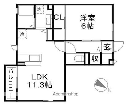セジュール・アルス[1LDK/43.58m2]の間取図