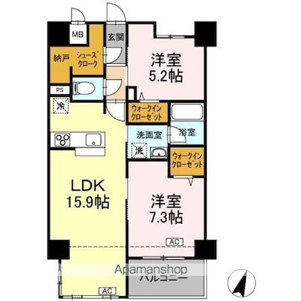 セレーノ福山駅前[2LDK/63.81m2]の間取図
