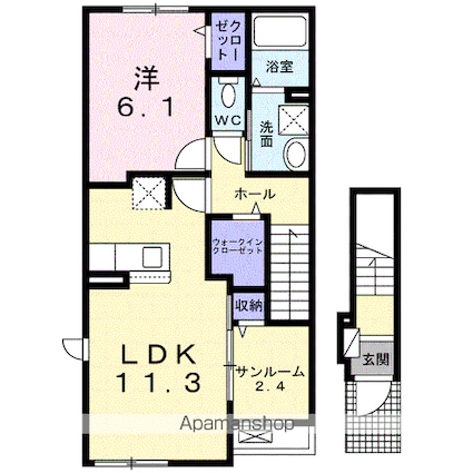 コンフォルタ東近江Ⅱ[1LDK/50.96m2]の間取図