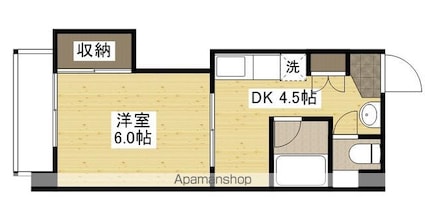 広島県広島市中区小町[1DK/26.54m2]の間取図