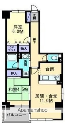 ＳＱｕａｒｅ今里[2LDK/62.39m2]の間取図