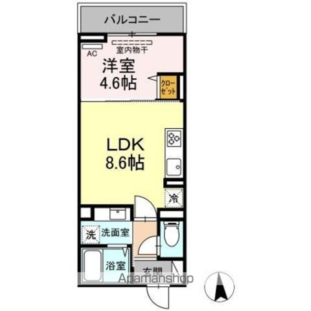 エクセリア蓮根[1LDK/31.89m2]の間取図