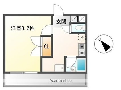 滋賀県彦根市平田町[1K/24.36m2]の間取図