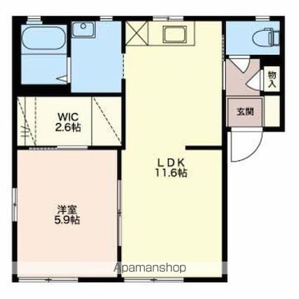ヴィラシャンテ[1LDK/43.54m2]の間取図