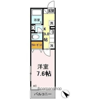 グランシューズ世田谷[1K/25.28m2]の間取図