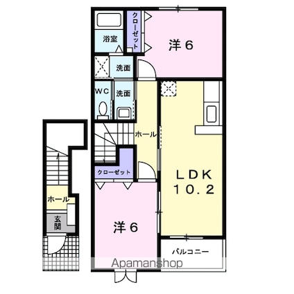 プリムローズⅢ[2LDK/57.02m2]の間取図