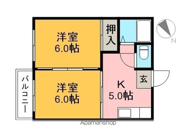 高知県高知市竹島町[2K/40m2]の間取図