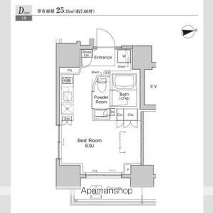 プラウドフラット浅草雷門[1R/25.35m2]の間取図
