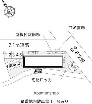 レオパレスサンワ[1K/21.06m2]の配置図