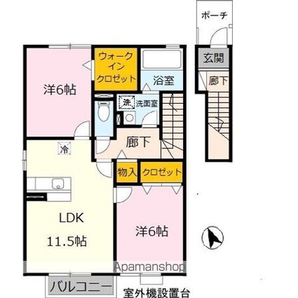 梟の杜コート　Ａ棟[2LDK/63.66m2]の間取図