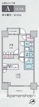 テラス浅草橋[1LDK/40.5m2]の間取図