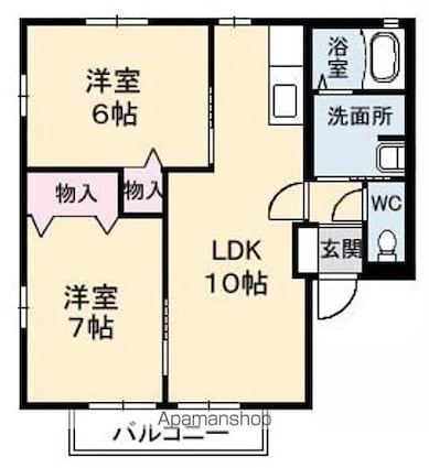 アムールミシマＥ・[2LDK/49.85m2]の間取図