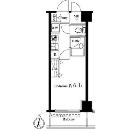 ヴェルト板橋[1K/20.07m2]の間取図