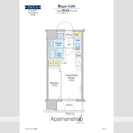 プラウドフラット大井町[1LDK/30.42m2]の間取図