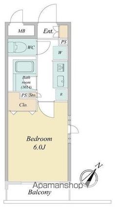 千葉県市川市行徳駅前４丁目[1K/20.16m2]の間取図