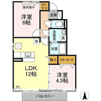 メゾン　ドゥ　プランタン　Ｂ棟[2LDK/51.57m2]の間取図