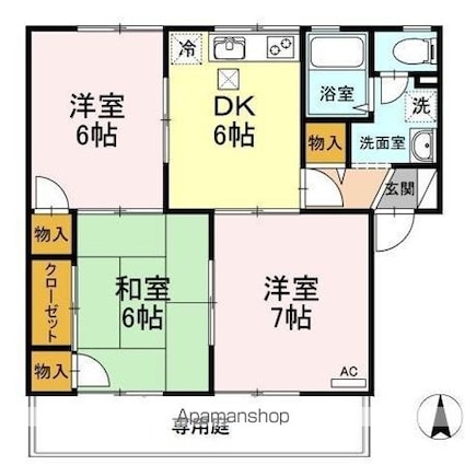 コンフォート　Ｂ棟[3DK/55.14m2]の間取図