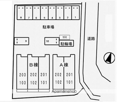 コート・ヤードⅡ　Ａ[1R/33.15m2]の配置図