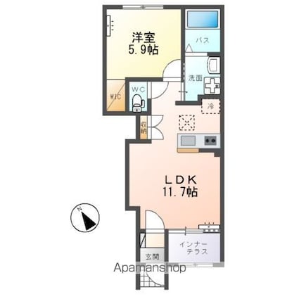 ｐａｔｒｉｅ（パトリ）[1LDK/43.24m2]の間取図
