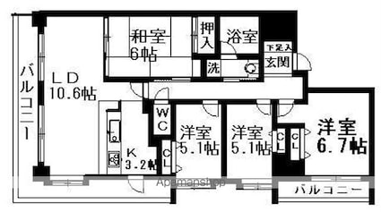 ライオンズマンション東別院第３[4LDK/80.25m2]の間取図