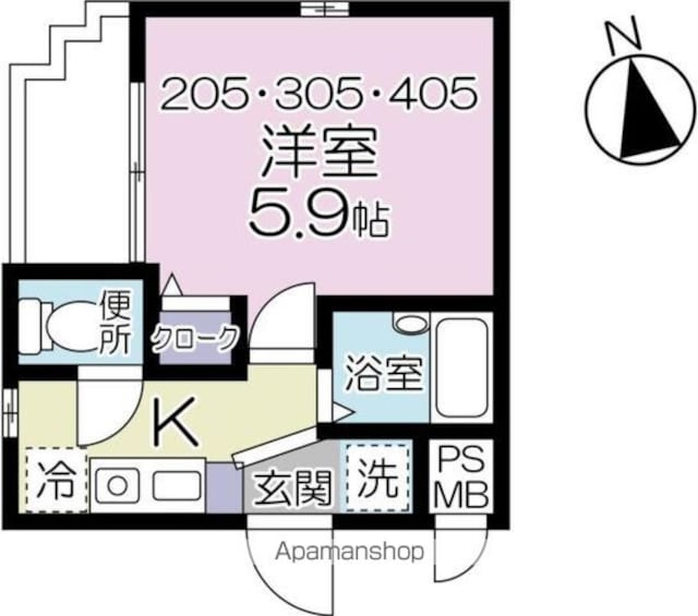グルワール代田橋[1K/18.07m2]の間取図