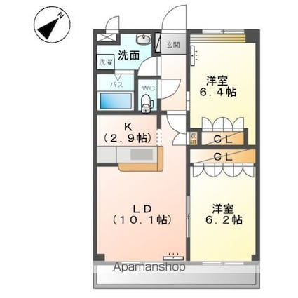 メゾン・プロニティ[2LDK/57.85m2]の間取図