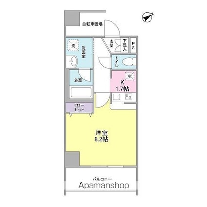 メゾンピオニー都立大学[1K/28.08m2]の間取図