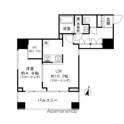 プリューム中野坂上[1LDK/41.8m2]の間取図