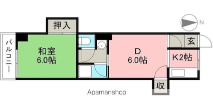 サンハイツ小松[1DK/36m2]の間取図
