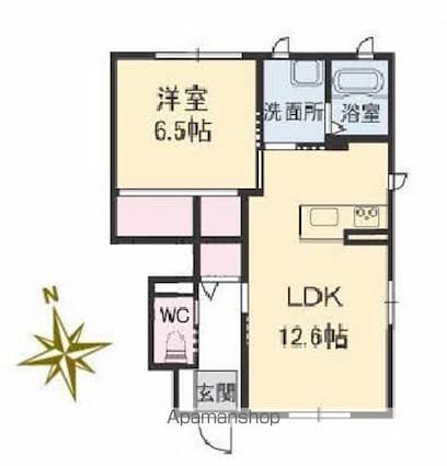 クレセオｓａｋｕｒａ　Ｂ棟[1LDK/46.83m2]の間取図