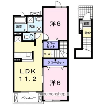 プリムローズ[2LDK/56.19m2]の間取図