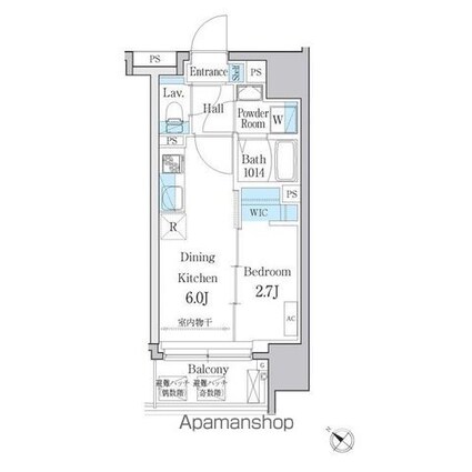 デュオメゾン文京白山[1DK/25.01m2]の間取図