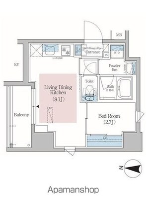 アーバネックス錦糸公園Ⅱ[1LDK/27m2]の間取図