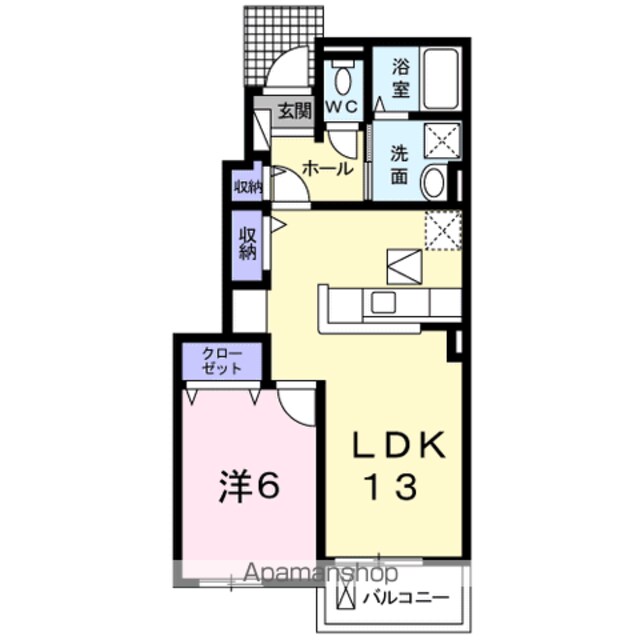 メゾンベルデ　Ｂ[1LDK/45.82m2]の間取図