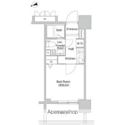 プライムアーバン神楽坂[1K/20.48m2]の間取図