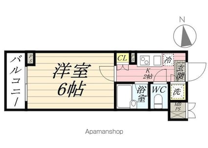 ルーブル中野弥生町[1K/20.25m2]の間取図