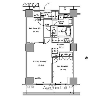 パークアクシス豊洲[2LDK/65.55m2]の間取図