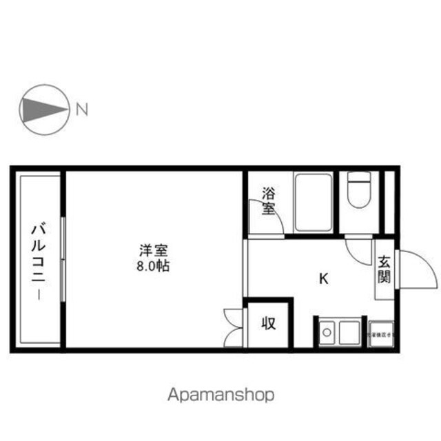 開運ハイツ南俣[1K/26.4m2]の間取図