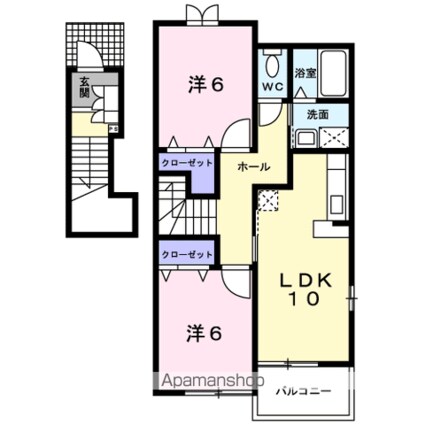 クレストール２４Ｃ[2LDK/57.22m2]の間取図