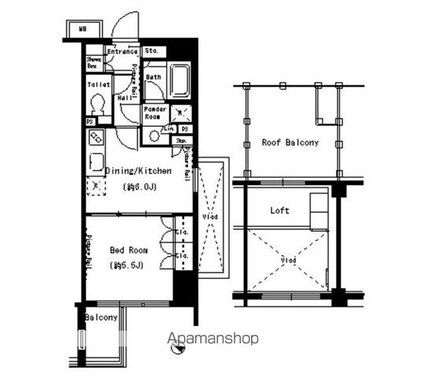 パークアクシス目黒本町[1DK/32.81m2]の間取図