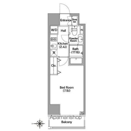 コンフォリア馬込[1K/25.07m2]の間取図