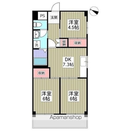 源七第三コーポラス[3DK/54.25m2]の間取図