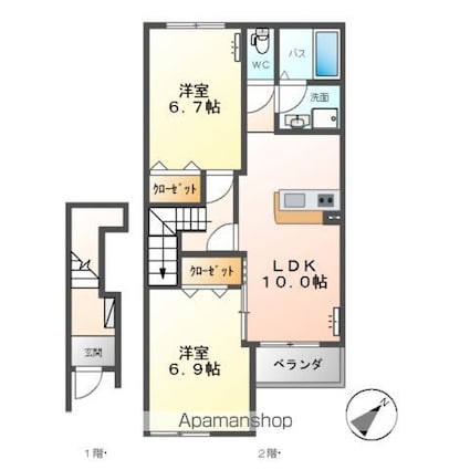 シンフォニーヒルズ[2LDK/56.53m2]の間取図