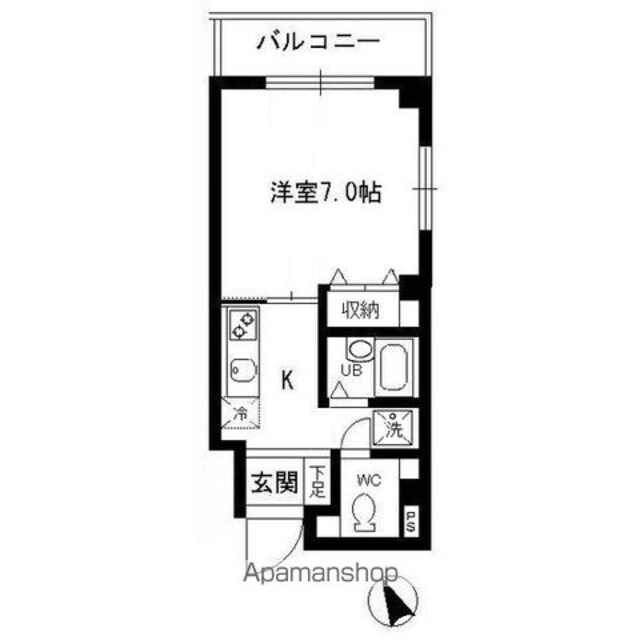 東京都目黒区東山３丁目[1K/22.93m2]の間取図