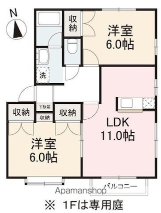 ガーデンプレイズＡ・Ｂ[2LDK/53.41m2]の間取図