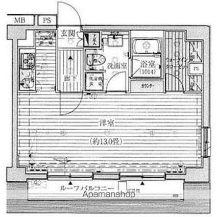 プレール・ドゥーク高輪[1R/37.66m2]の間取図