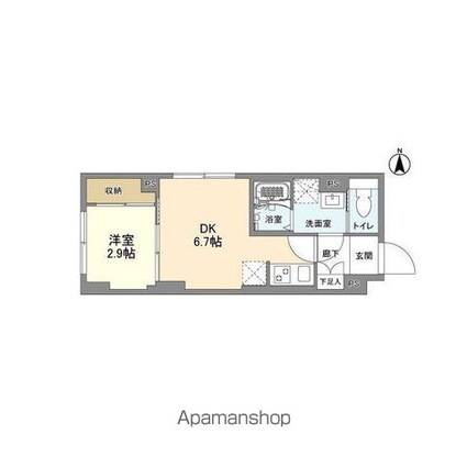 ウェルスクエア森下[1DK/25.58m2]の間取図
